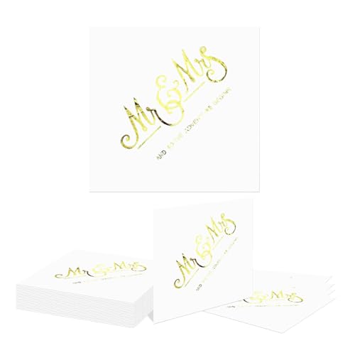 Kotkiddy 40 Pezzi Crisky Salviette Verde Salvia Uomo e Donna Oro Cocktail Bevande Dessert Salviette per Festa di Fidanzamento Decorazioni