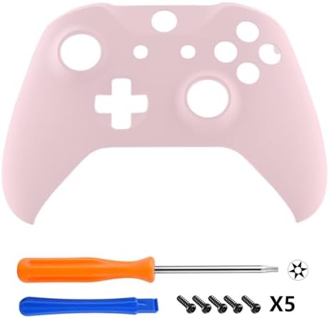 eXtremeRate Sakura Pink Faceplate Cover, Soft Touch Front Housing Shell Case, Comfortable Soft Grip Replacement Kit for Xbox One S & Xbox One X Controller (Model 1708) - Controller NOT Included