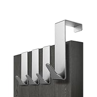 Menz Over Door Hanger – 1 1/2\" Door Thickness - 4 pcs. Stainless Steel Coat Hooks with Anti-Slip and Felt Pads, Sturdy Coat Hanger Türhaken