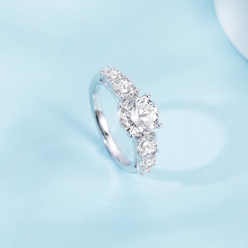 Round Cut Moissanite 7 Stone Engagement Rings Center Stone 2ct D Color VVS1 18k Gold Plated 925 Sterling Silver Anniversary Wedding Promise Ring for Women3