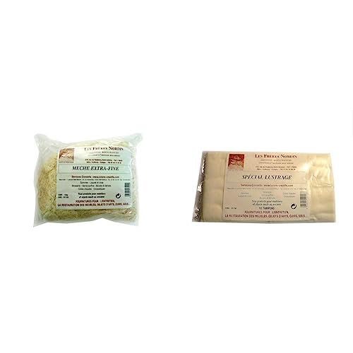 Les Frères Nordin - Mèche Extra Fine pur coton - 150 g - Blanc & 250116 Tampon spécial lustrage par 10