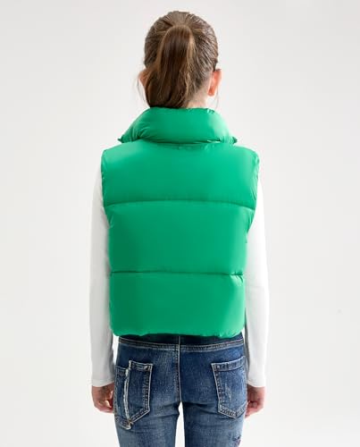 Image of maoo garden Girls Winter Puffer Vest Faux-Down Short Cropped Lightweight Water-Resistant Big Girls Sleeveless Jacket