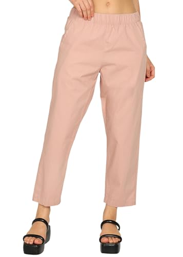 Image of Alan Jones Clothing Womens Mid Rise Cotton Relaxed Ankle Pants | 100% Cotton