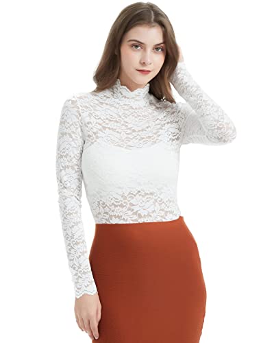 Women Floral Summer Lace Top Eyelash Trim Sexy Long Sleeves Plus Size Casual Dressy Shirt with Camisole Two Piece3