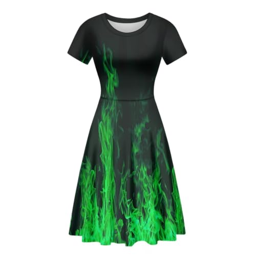 Image of POLERO Sunflower Dress for Women Floral Summer Dresses Short Sleeve Casual Sundresses Midi Dresses