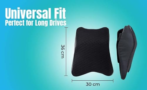 Image of Car Neck Pillow Headrest Memory Foam Cushion for Long Drives - Adjustable Strap, Breathable Removable Cover, Ergonomic Neck Pain Relief for Front & Back Seat (Pack of 1) (Black)