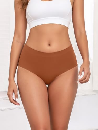High Waist Seamless Briefs for Women, Soft Full Coverage Underwear & No Show Panties, 5 Pack2