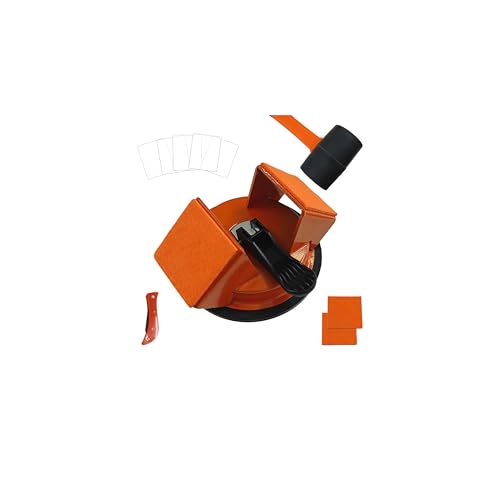 Floor Gap Fixer Tool, Heavy Duty Plank Grabber with Strong Suction Cup, Dual-Sided 45° Striking Surface, 5 Adhesive Pads and Gap Cleaning Blade for Hardwood, Laminate, Vinyl Plank