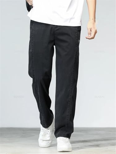 Men's Soft Loose Daily Vacation Long Pants Casual Breathable Solid Straight Jeans4