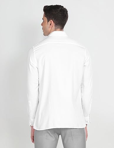 Image of Arrow Solid Slim Fit Mens Formal Shirt - 100% Cotton, Breathable & Comfortable, Full Sleeves Shirts for Men