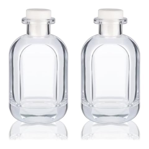 Wowang Glass Diffuser Bottles 2 Pack 5oz/150ml Reed Diffuser Bottle Empty Reed Diffuser Sticks Diffuser Bottles Refillable Aromatherapy Storage Container(Clear) Cover