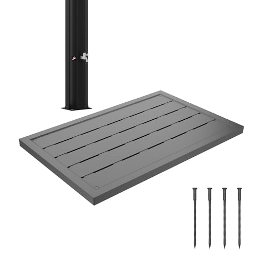 FIVMEN Elemento da pavimento in plastica per doccia solare, doccia da giardino, doccia esterna, antiscivolo, protezione UV, per doccia da piscina, scala per piscina, 100 x 65 x 4 cm