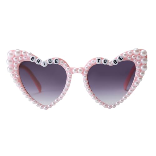 Long Keeper Pearl Heart Shaped Sunglasses for Women Bride To Be Heart Glasses Bachelorette Party Bridesmaid Bride Sunglasses