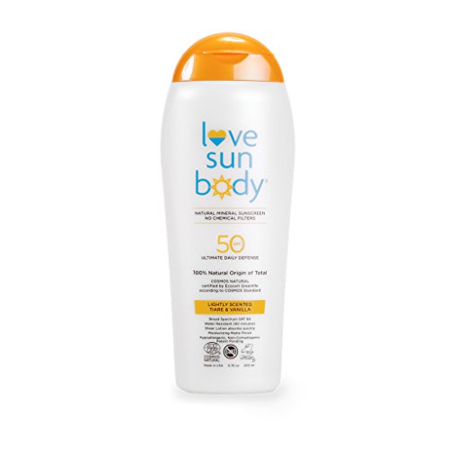 Love Sun Body 100% Natural Mineral Sunscreen SPF 50 Lightly Scented 200 ml Reef-Safe with non-nano Zinc Oxide and Titanium Dioxide, for Face and Body, Chemical-free, Moisturizing, Water-resistant