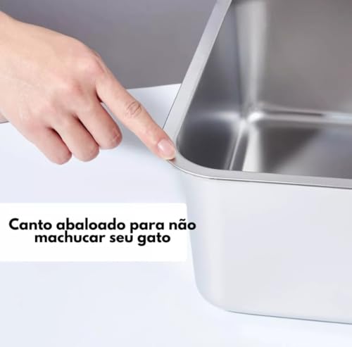 Caixa de Areia Fechada Grande de Aço Inoxidável,Banheiro Gato Fechado,Caixa Areia Gato com Pa