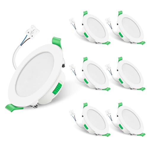 ALUSSO Spot LED Encastrable 7W 230V Dimmable, 3000K 4000K 6500K Couleur Réglable Spot Salle de Bain IP65, Extra Plat 29mm Spot Plafond, Lot de 6, Rond Blanc