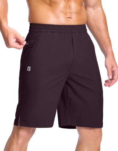 Image of GGJ Men's Lightweight Athletic Shorts with 2 Zipper Pockets 7 inch /9 inch /5 inch Gym Workout Running Quick Dry Tennis Shorts for Men