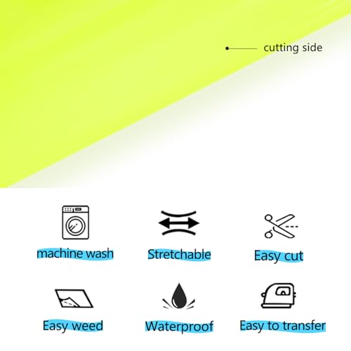 Image of guangyintong Glow in The Dark Heat Transfer Vinyl Rolls, 12 inch x 5ft Luminous Yellow Iron on Vinyl for T-Shirts, PU Elastic HTV Vinyl for All Cutter Machine Easy to Cut & Weed for Cool Costumes /Design