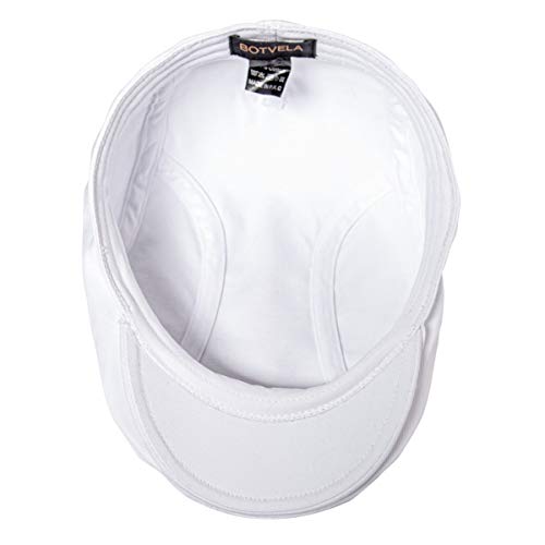 Botvela Men Cotton Twill Newsboy Flat Ivy Driving Hat Fitted Cap (White, 7 5/8) #TOP5