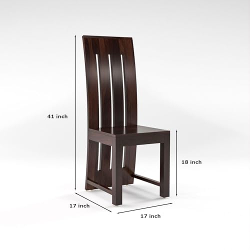 Image of Solid Sheesham Wood Dining Room Sets 4 Seater Dining Table with 4 Chairs for Dining Room, Living Room, Kitchen, Hotel, Restaurant, Cafeteria-(Zinor,Walnut)