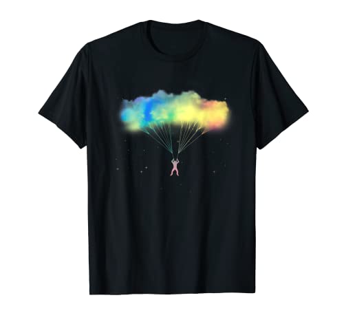 Cool paracaidismo Noche Nube Estrella Constelación Paracaídas Ventilador Camiseta