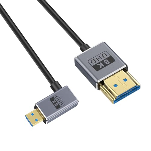 Duttek L�� 8K �ɍ� �}�C�N��HDMI HDMI �ϊ��P�[�u���Z��30cm, 48Gbps�������_�炩��L���^�}�C�N��HDMI 2.1�P�[�u�� �I�X �I�X�P�[�u���T�|�[�g8K@60Hz�A4K@240Hz�����HDR,����30cm (Micro h