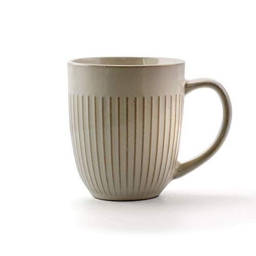 Elama Contemporary Round Embossed Stoneware Dinnerware Dish Set, 16 Piece, White