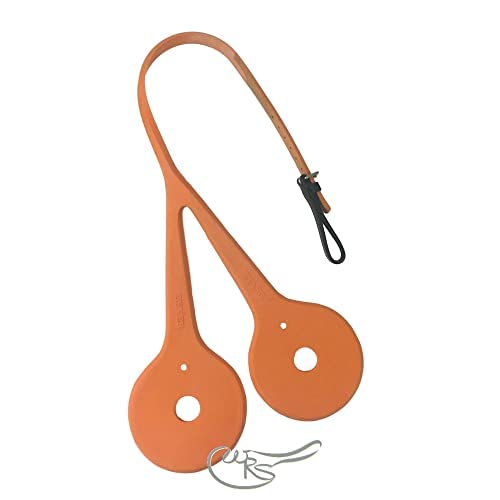 Australian Nosebands Rubber Cheeker - With Leather Strap (Orange) - Image 4