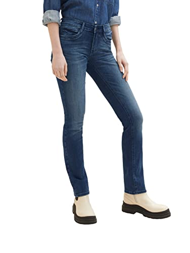 TOM TAILOR Damen 1035739 Alexa Straight Jeans, 10282 - Dark Stone Wash...