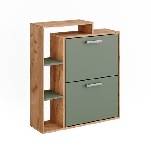 Vicco Schuhkipper Orlando, Schuhregal, Goldkraft Eiche/Grün, 80...