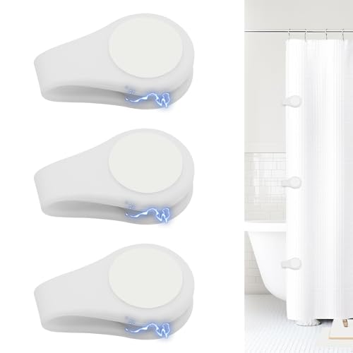3Pcs Magnetic Shower Curtain Clips, Shower Curtain Hooks, Not Easy to Rust, Effectively Prevent Water Splashing Strong Hold Easy to Use for a Tidy Bathroom