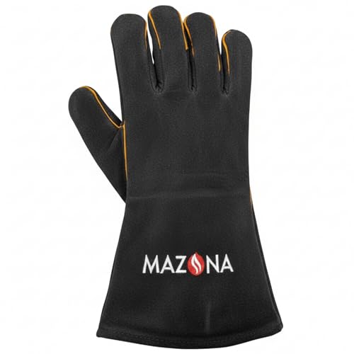 Mazona Heat Resistant Gauntlet Glove - Pack of 1 | Fireproof & Heat-Resistant Right Hand Glove Mitt for Fireplace Oven & Stove Safety | Black