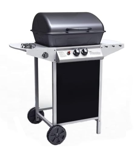 Barbecue/Griglia a Gas con Pietra Lavica con Ruote e Fornello Laterale - Mod. KALDERA GRILL (Cod....