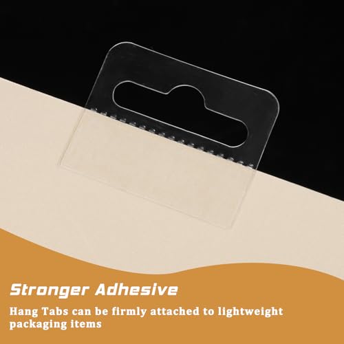 JIYIN 200 Stück Eurolochaufhänger Selbstklebend, 4,5 x 3,5 cm Durchsichtige Aufhängelaschen Hängen Tabs Transparente Aufhänger Mit Schlitz Löchern Display Hang Tags Transparente für Laden Einzelh