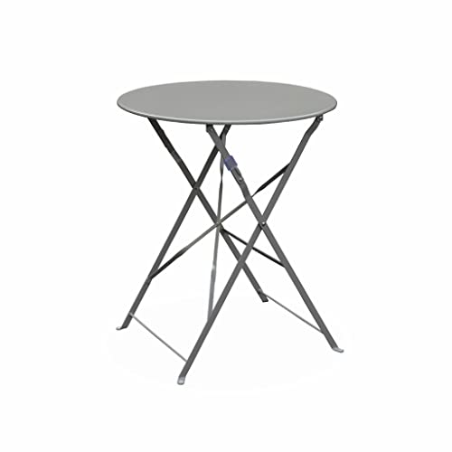 Alice's Garden - Table de Jardin bistrot Pliable - Emilia Ronde Gris Taupe- Table Ronde Ø60cm en Acier thermolaqué