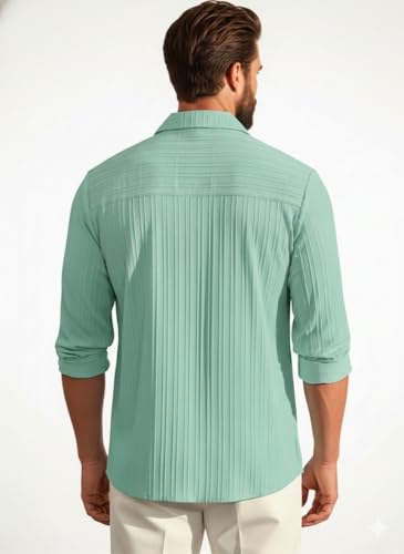 Image of Amazon Brand - INKAST Men's Casual Button Down Shirts Long Sleeve Linen Shirt Fashion Textured Beach Summer Shirt