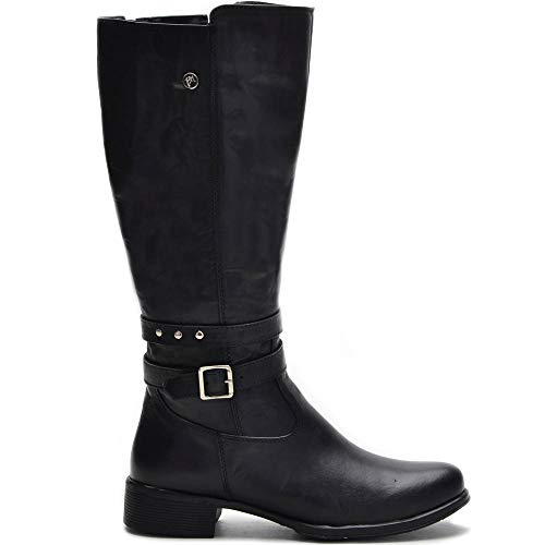 Bota Feminina Couro Legítimo Cano Médio Montaria 2002/01 Preto