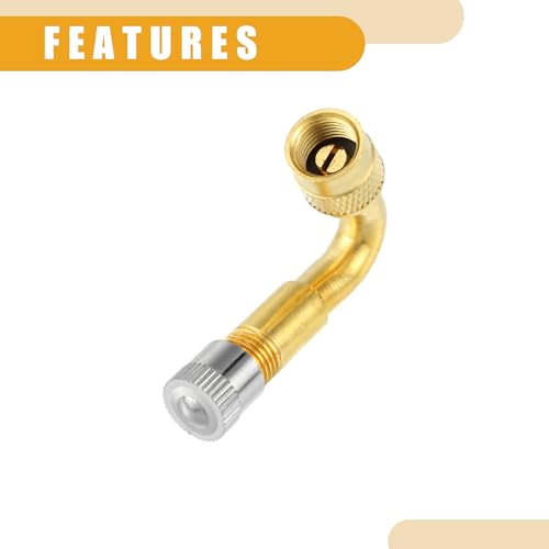 Image of 1 Set 45-Degree Universal Tire Valve Stem Extenders Extension Adapter - Cars RV Bicycles Motorcycles Trailers Tubeless Tire Valve - Copper Gold Tone