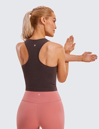 Image of CRZ YOGA Seamless Rib Racerback Crop Tank | Light Support, Removable Pads, Yoga, Ribbed, Racerback, Longline Sports Bras for Women
