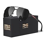 LUENX Aviator Sunglasses for Men Polarized Pilot Shades UV400 Sun Glasses 61mm,Black Lens Matte Black Frame