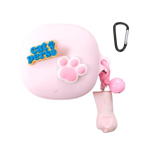 For Anker Soundcore Liberty5/4/4pro�p�̃P�[�X �J�o�[ ���� �L�����N�^�[ 3D�s���N�̔L�̎� �V���R���P�[�X �l�C �����h�~ �ϏՌ� �J���r�i�t�� (Liberty 4,B)