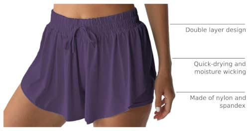 Image of Flowy Athletic Shorts for Women Running Tennis Butterfly Shorts Girls 2-in-1 Double Layer Quick-Drying Comfy Shorts