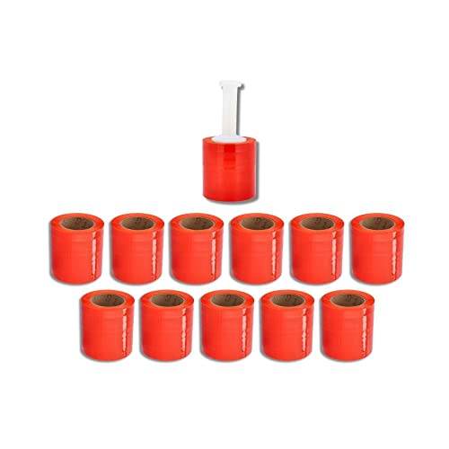 Shield Wrap Orange Stretch Wrap, 12 Pack, 5 Inch, 1000 Feet/Roll, 80 Gauge, Includes Handle, Dark Tint, Plastic Cling for Bundling, Strapping, Wrapping