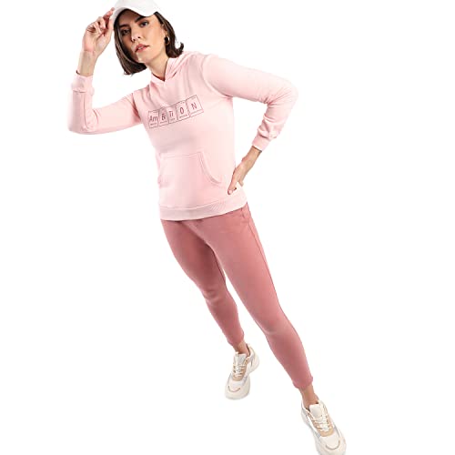 Image of PINACOLADA Women's Cotton Solid Printed Sweatshirt with Hoodie, Regular Fit for Casual Wear Full Sleeve Sweatshirt Crafted with Comfort Fit and High-Performance for Everyday Wear