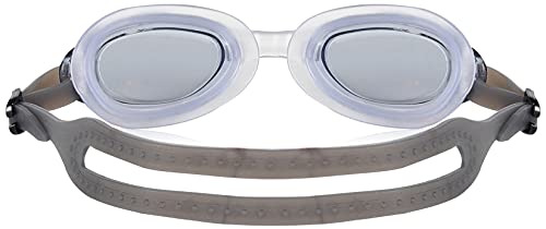 Image of I-SWIM LADIES COSTUME IS-104 WHITE /PINK LINES SIZE 3XL WITH GOGGLES SILICONE IS-1600 WITH POUCH BLACK
