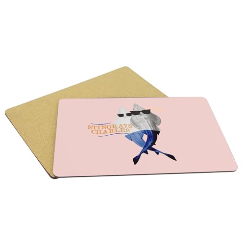 Sets de table souples en liège rose lot de 4 grands napperons design Stingrays Charles 39x28 cm