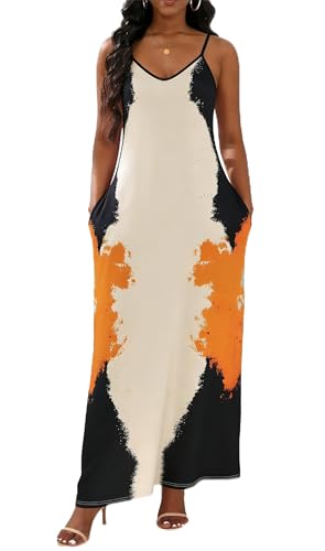 Image of vunahzma Womens Casual Fashion Sleeveless Plus Size Loose Long Sexy Maxi Dress with Pockets