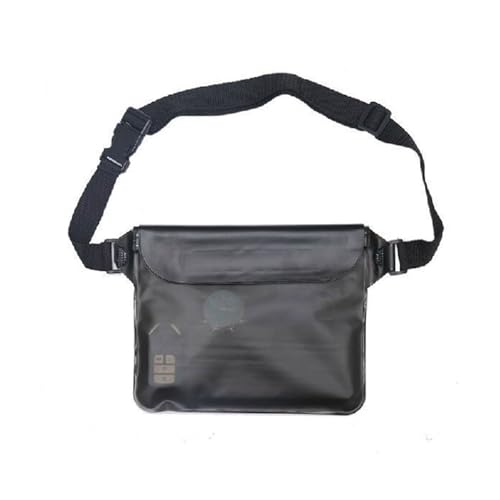 防水ポーチ IPX8完全防水 半透明 PVC素材 22×15cm 3重密封 腰/肩掛け対応 調整可能ベルト(83-117cm) アウトドア/海/プール用 2個セット (黒)