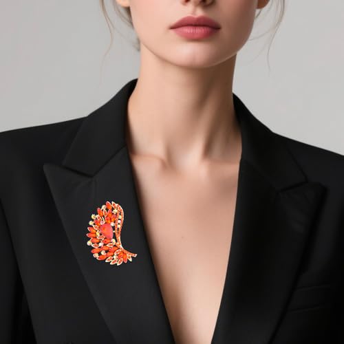 Image of Rhinestone Crystal Big Large Brooch Pin Jewerly Accessory Wing shape Gold Tone