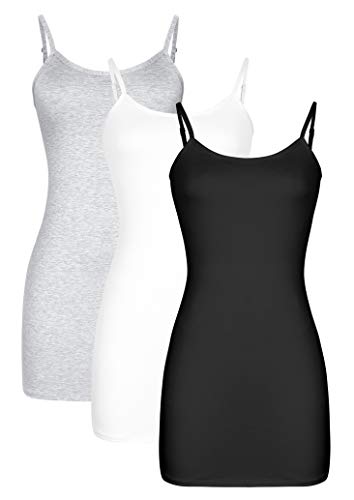 DYLH Long Camis Tank Tops for Women Comfy Camisole Underdress Plus Size 3Packs